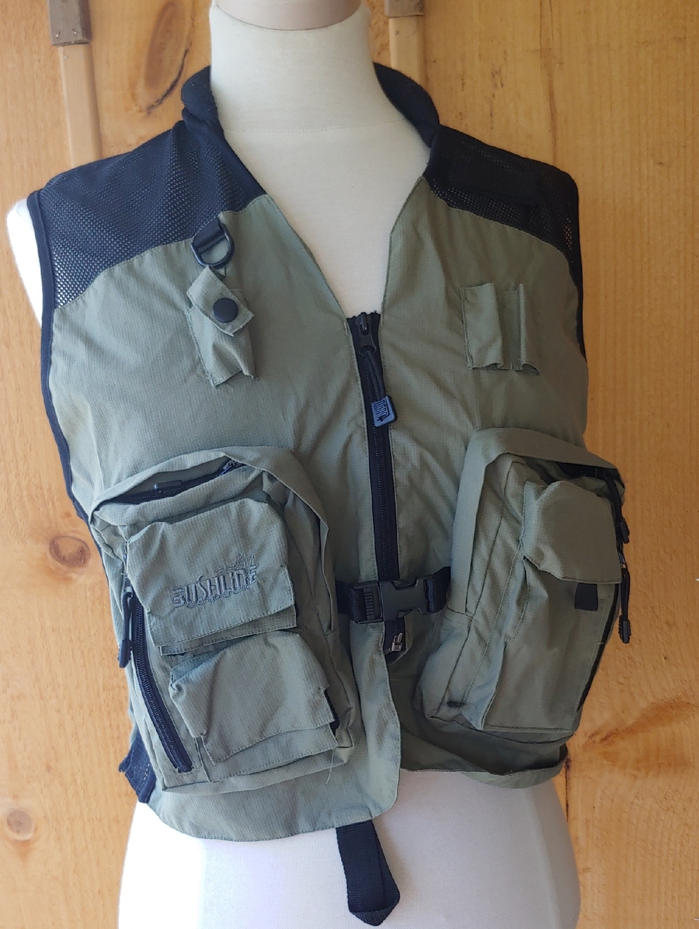 Bushline Olive Green Utility Hiking Fishing Vest
